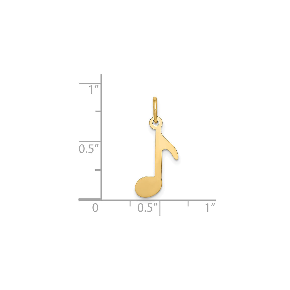 14k Yellow Gold Music Note Pendant, Polished Eighth Note Charm for Women or Unisex Wear