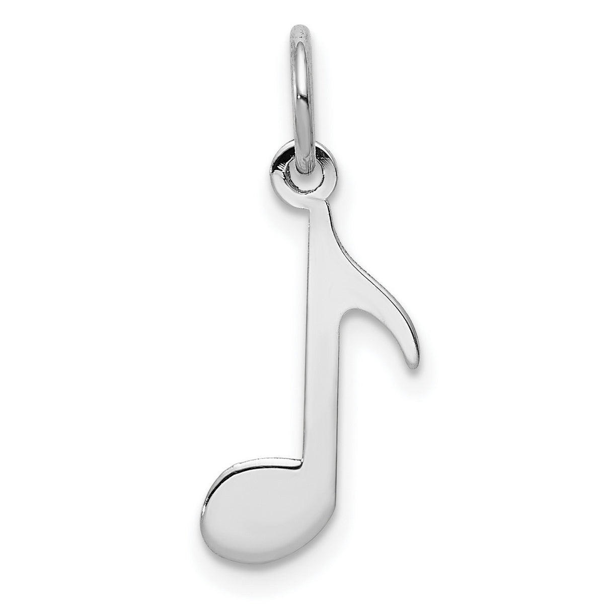 Polished Flat Eighth Note Music Charm Pendant in Real 14k White Gold