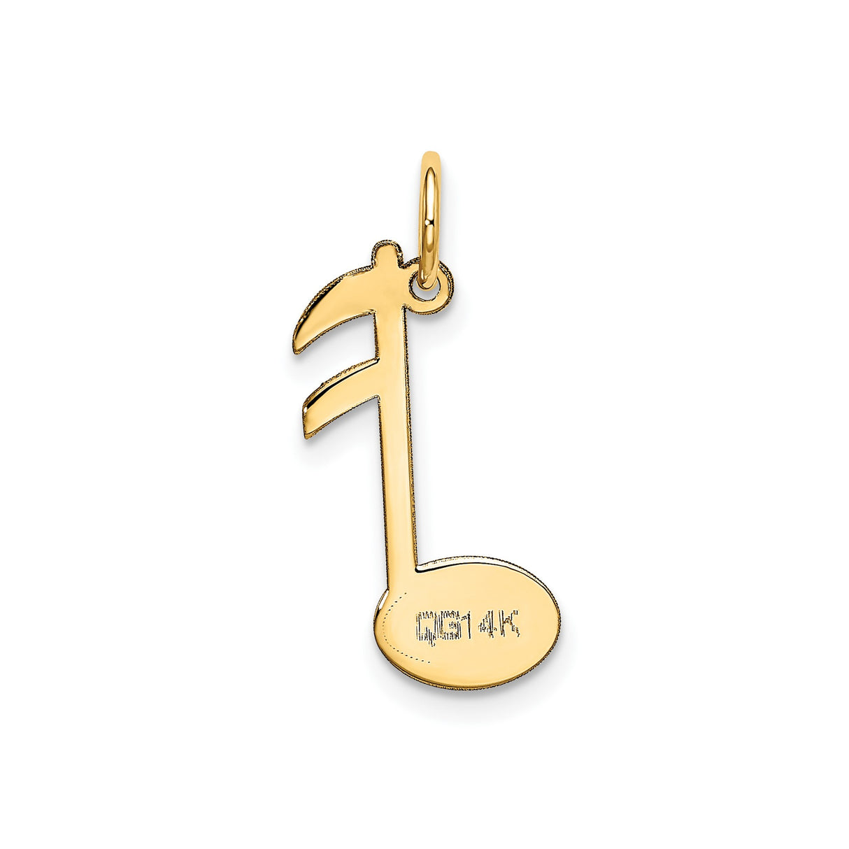 14k Yellow Gold Music Note Pendant, Polished Eighth Note Charm, Minimalist Musical Jewelry
