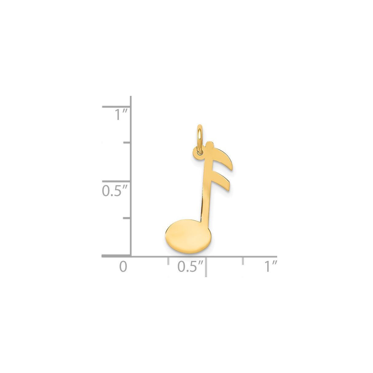 14k Yellow Gold Music Note Pendant, Polished Eighth Note Charm, Minimalist Musical Jewelry