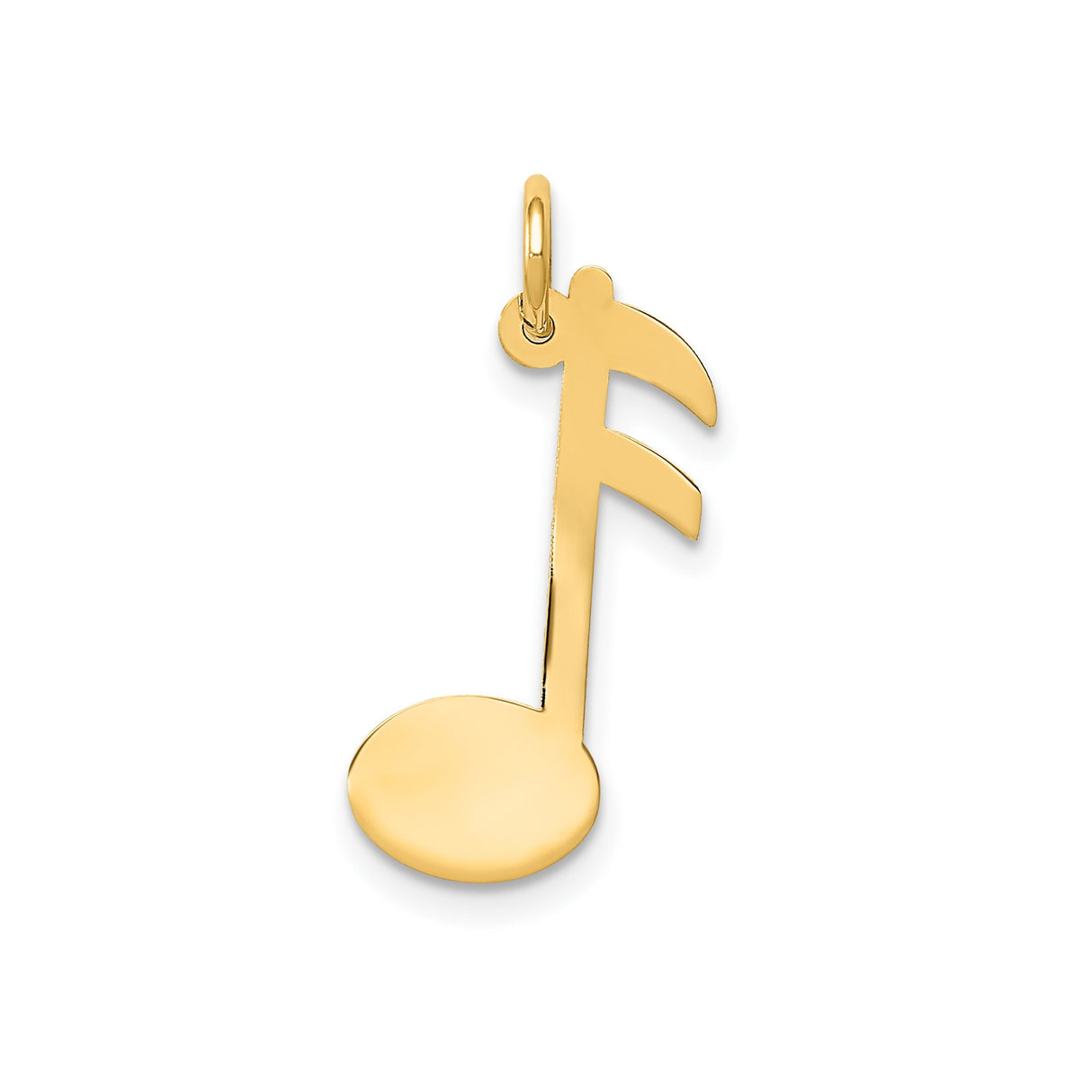 14k Yellow Gold Music Note Pendant, Polished Eighth Note Charm, Minimalist Musical Jewelry