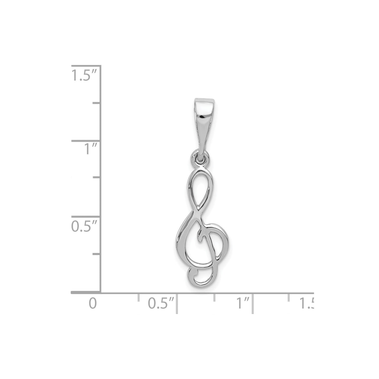 14k White Gold Treble Clef Pendant, Openwork Musical Note Charm for Women