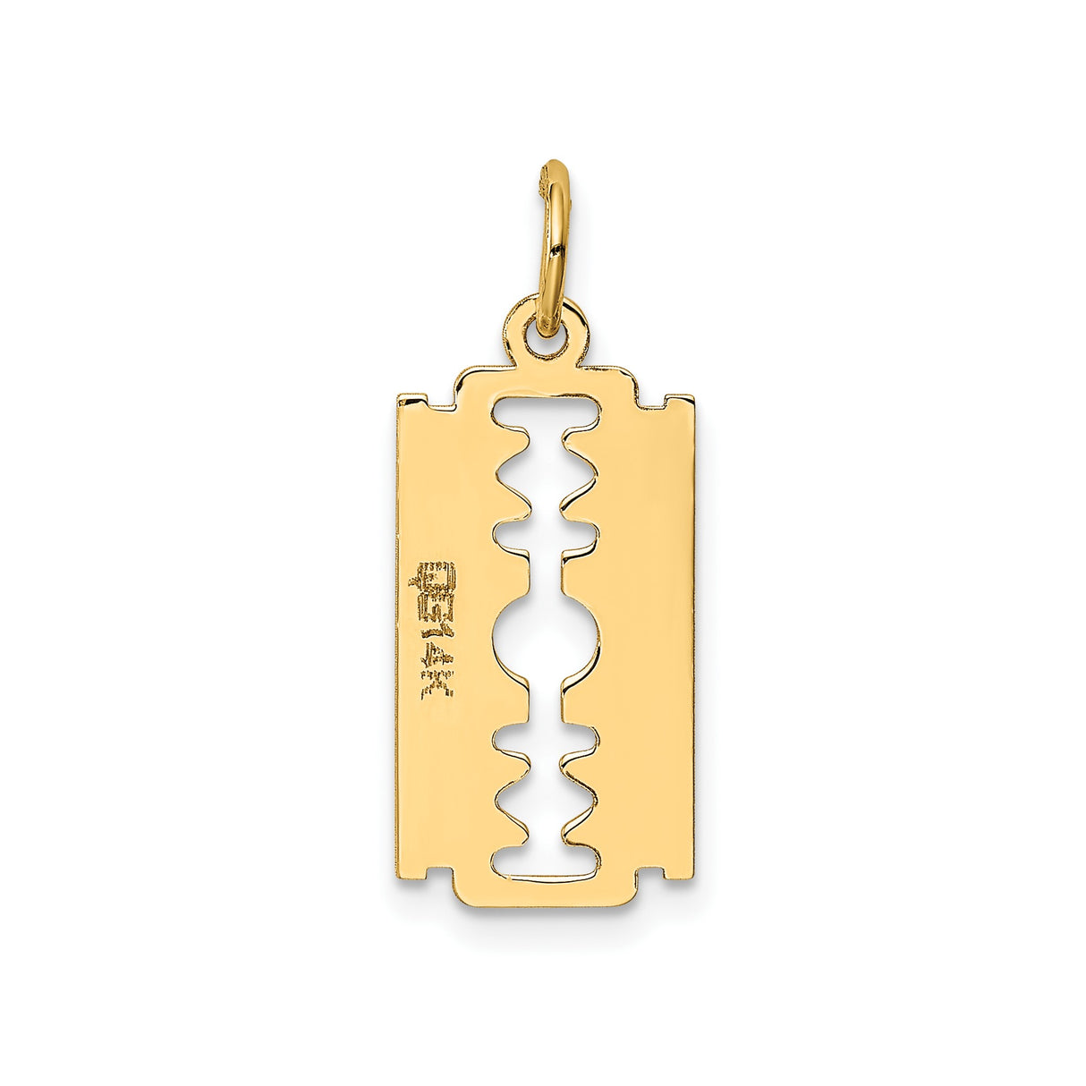 14k Yellow Gold Razor Blade Pendant, Cutout Design, Urban Punk Style for Men and Unisex