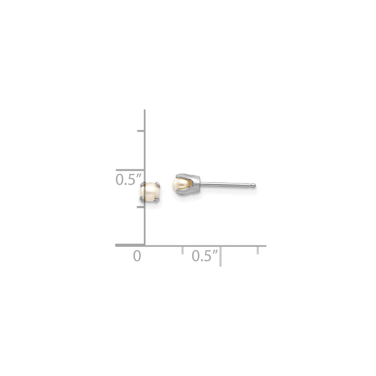 14k White Gold Pearl Stud Earrings in Classic Four-Prong Setting for Women