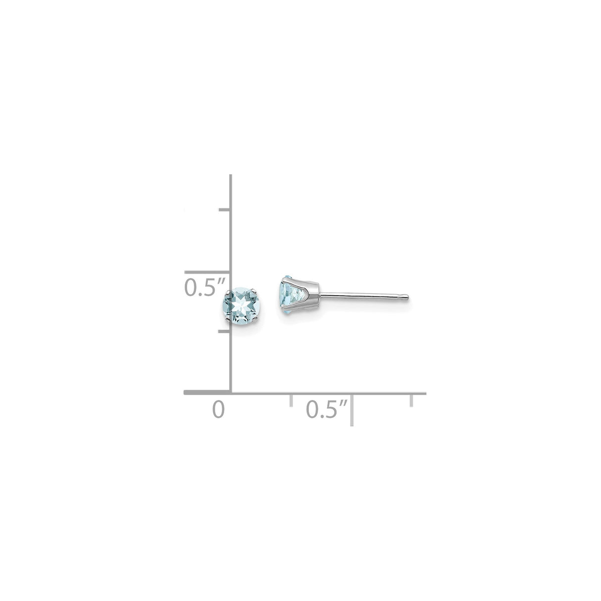 14k White Gold Stud Earrings with Aquamarine, Minimalist Style