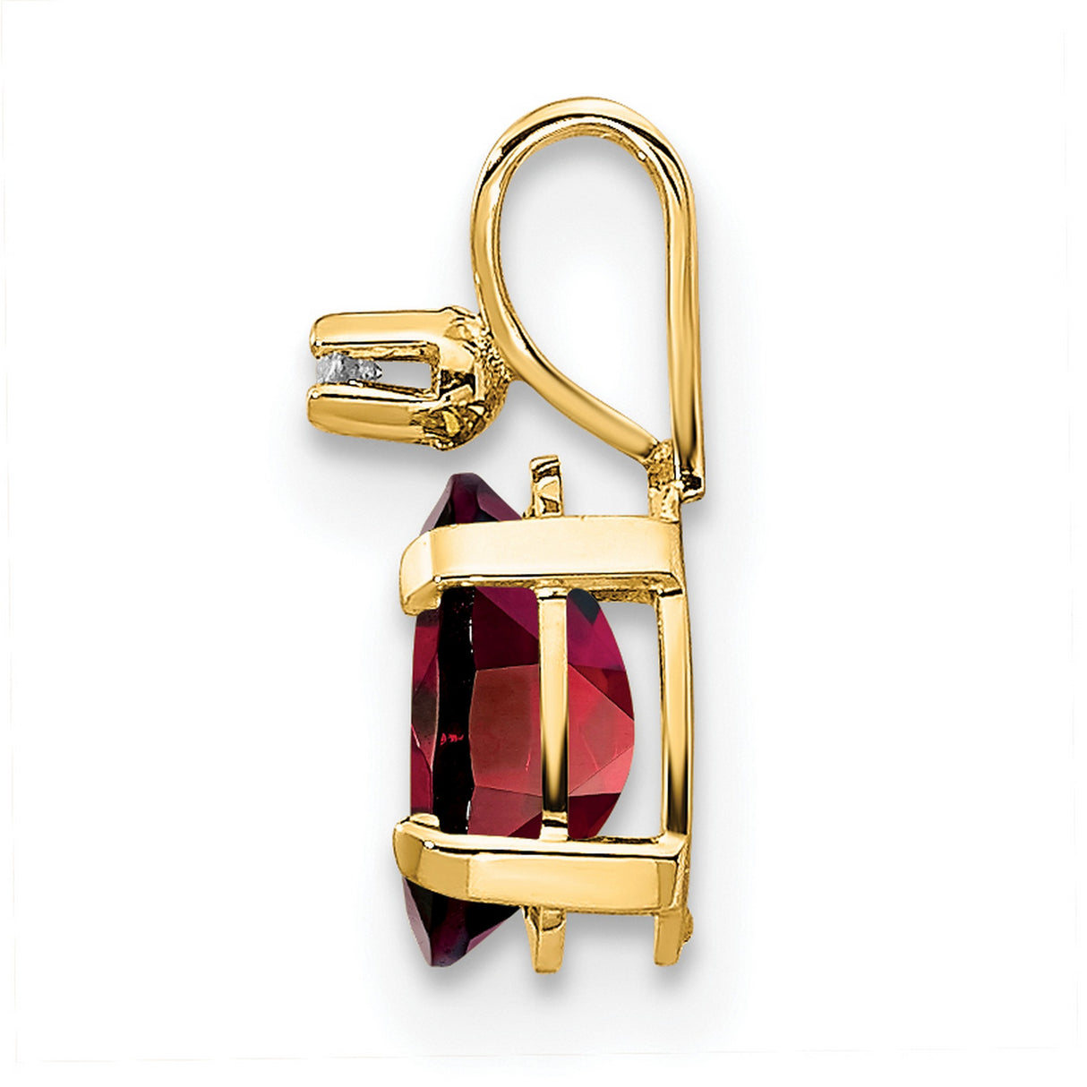 Diamond and Garnet Birthstone Charm Pendant in Real 14k Yellow Gold