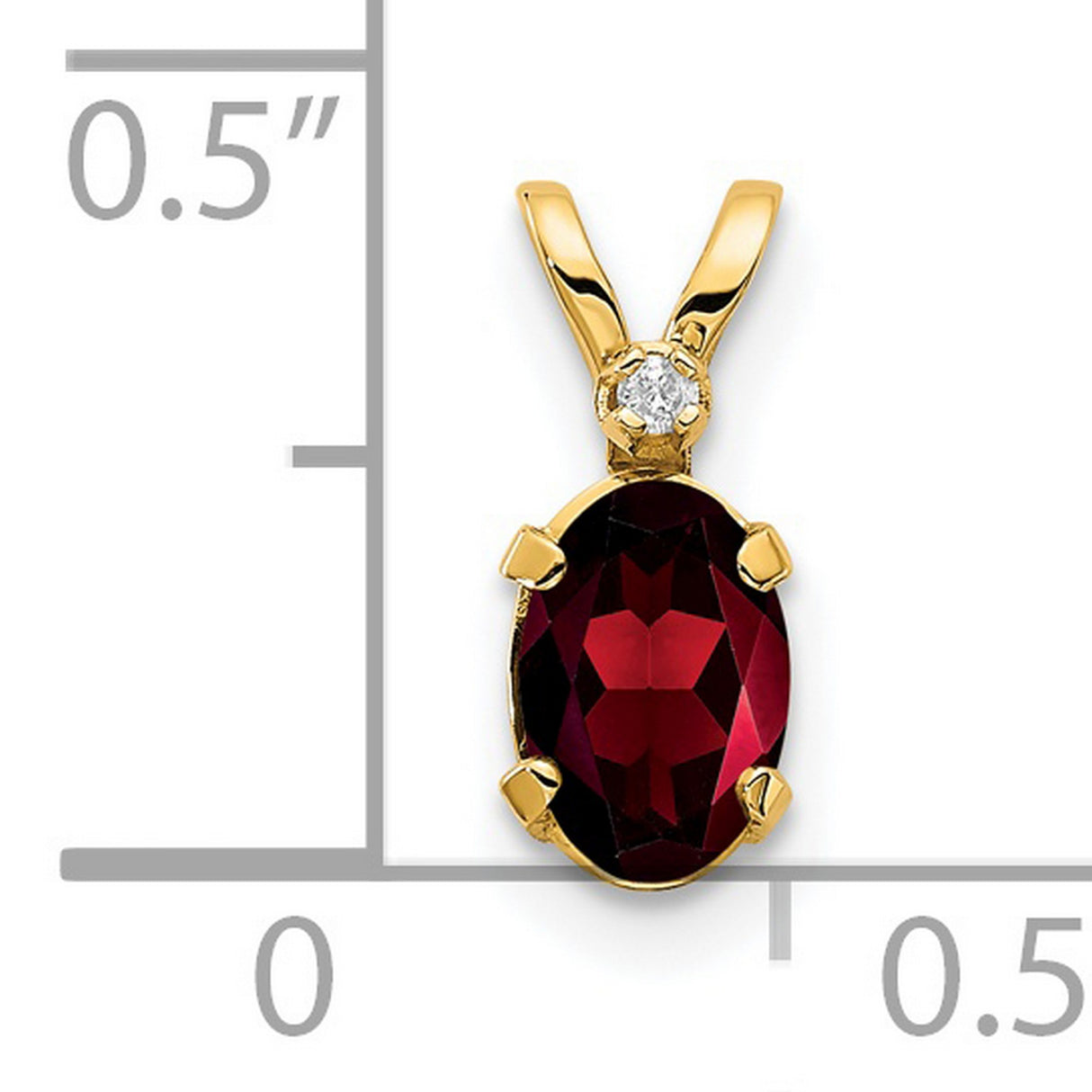 Diamond and Garnet Birthstone Charm Pendant in Real 14k Yellow Gold