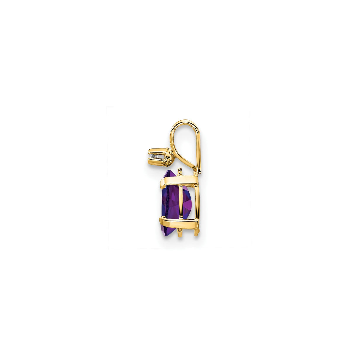 14k Yellow Gold Pendant with Oval Amethyst and Diamond Accent, February Birthstone Jewelry