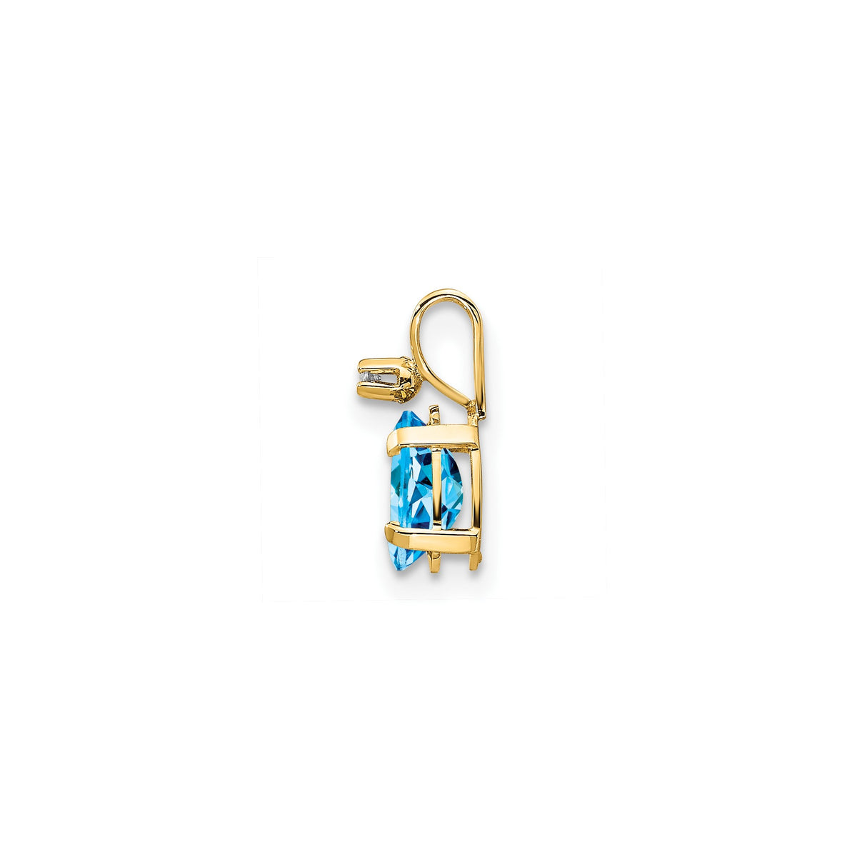 14k Yellow Gold Pendant with Swiss Blue Topaz and Diamond Accent, Oval Cut December Birthstone