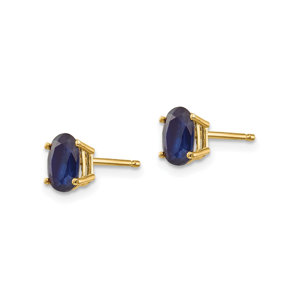 14k Yellow Gold Stud Earrings with Oval Cut Sapphire Look Gemstones for Women