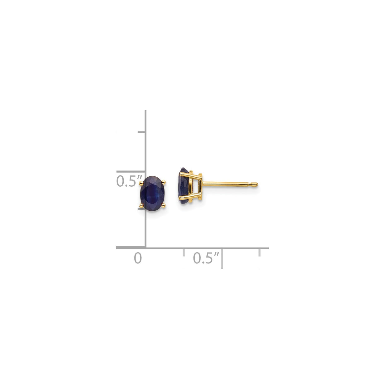 14k Yellow Gold Stud Earrings with Oval Cut Sapphire Look Gemstones for Women