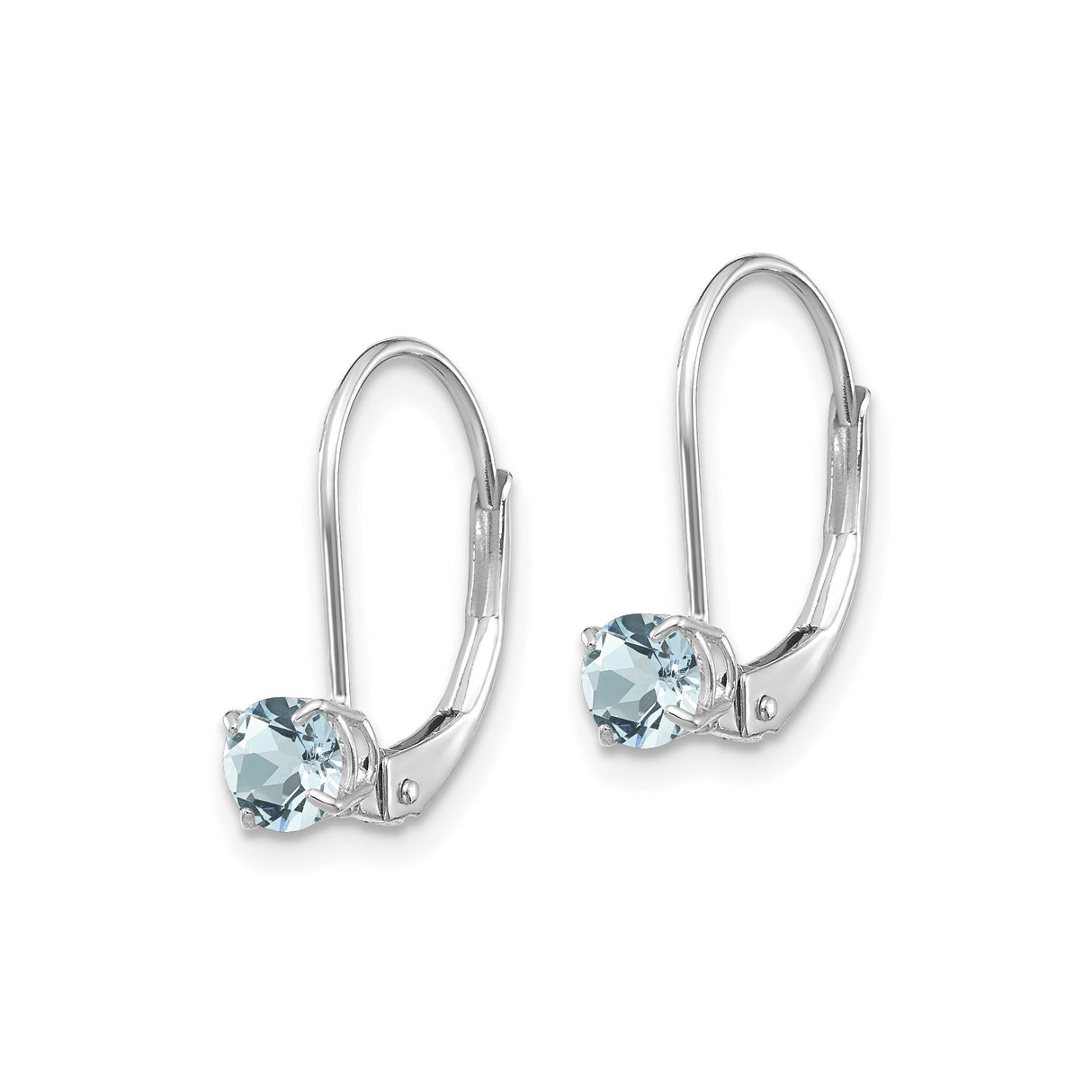 14k White Gold Leverback Earrings with Aquamarine in Prong Setting