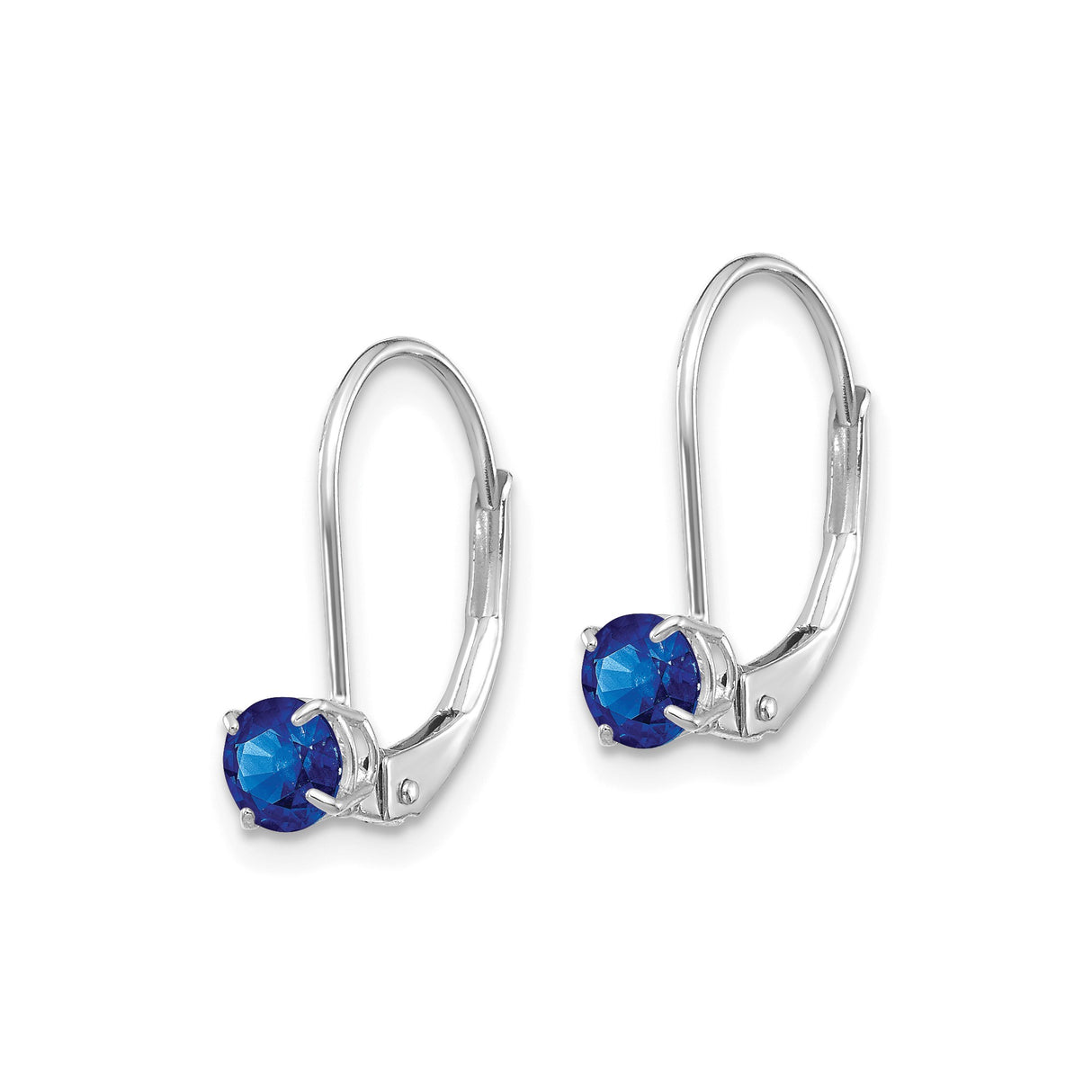 14k White Gold Leverback Drop Earrings with Sapphire, Minimalist Dangle Design for Women