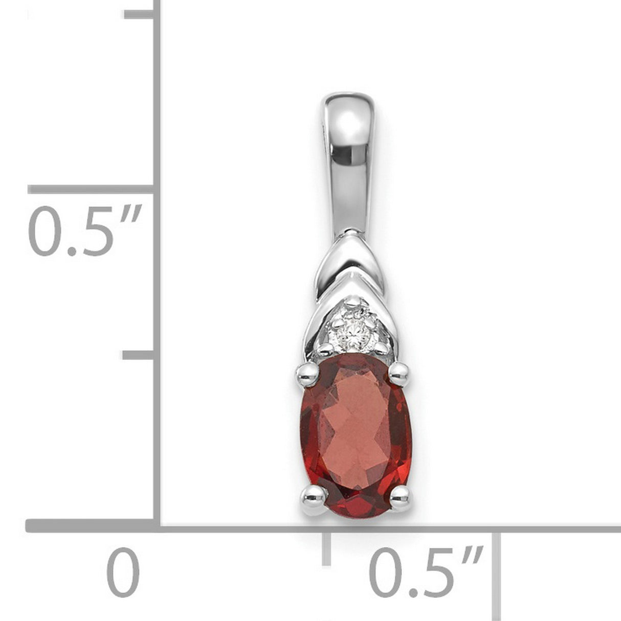 14k White Gold Pendant with Oval Garnet and Diamond Accent, January Birthstone Jewelry for Women