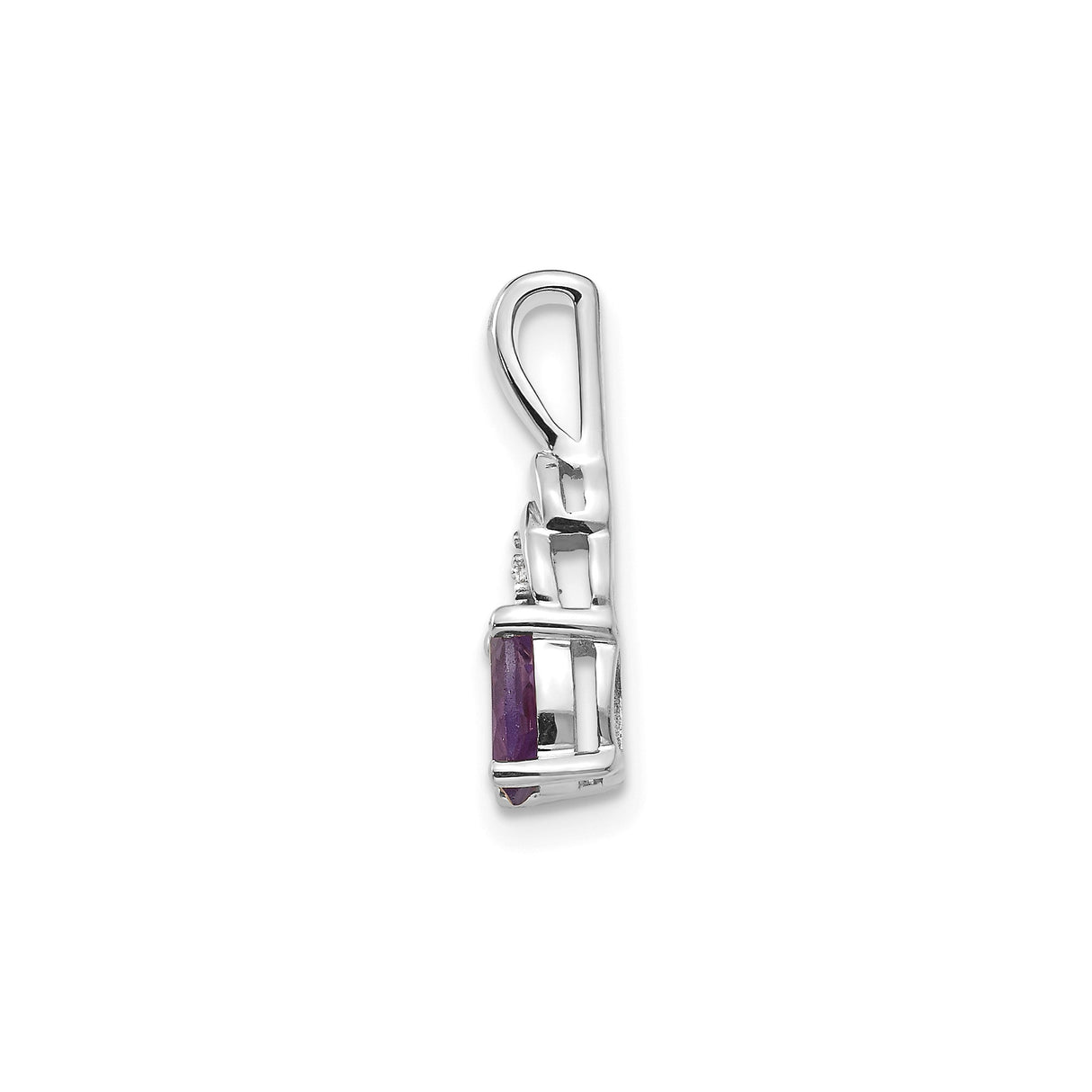 14k White Gold Pendant with Oval Amethyst and Diamond Accent, February Birthstone Jewelry