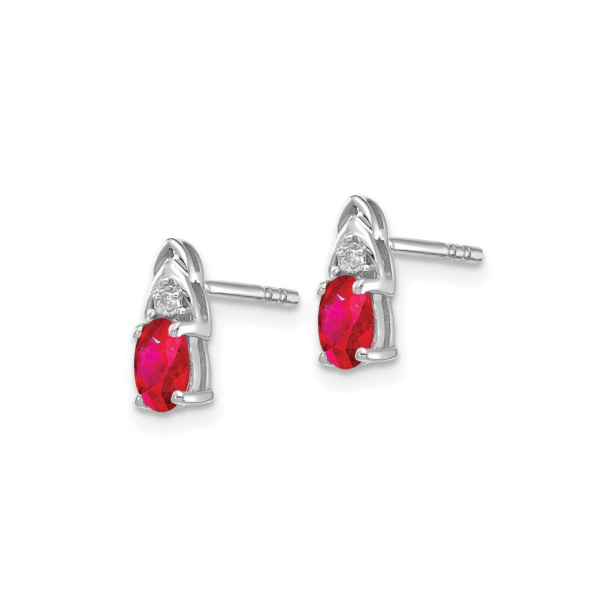 14k White Gold Ruby Stud Earrings with Diamond Accents, Classic Formal Jewelry for Women