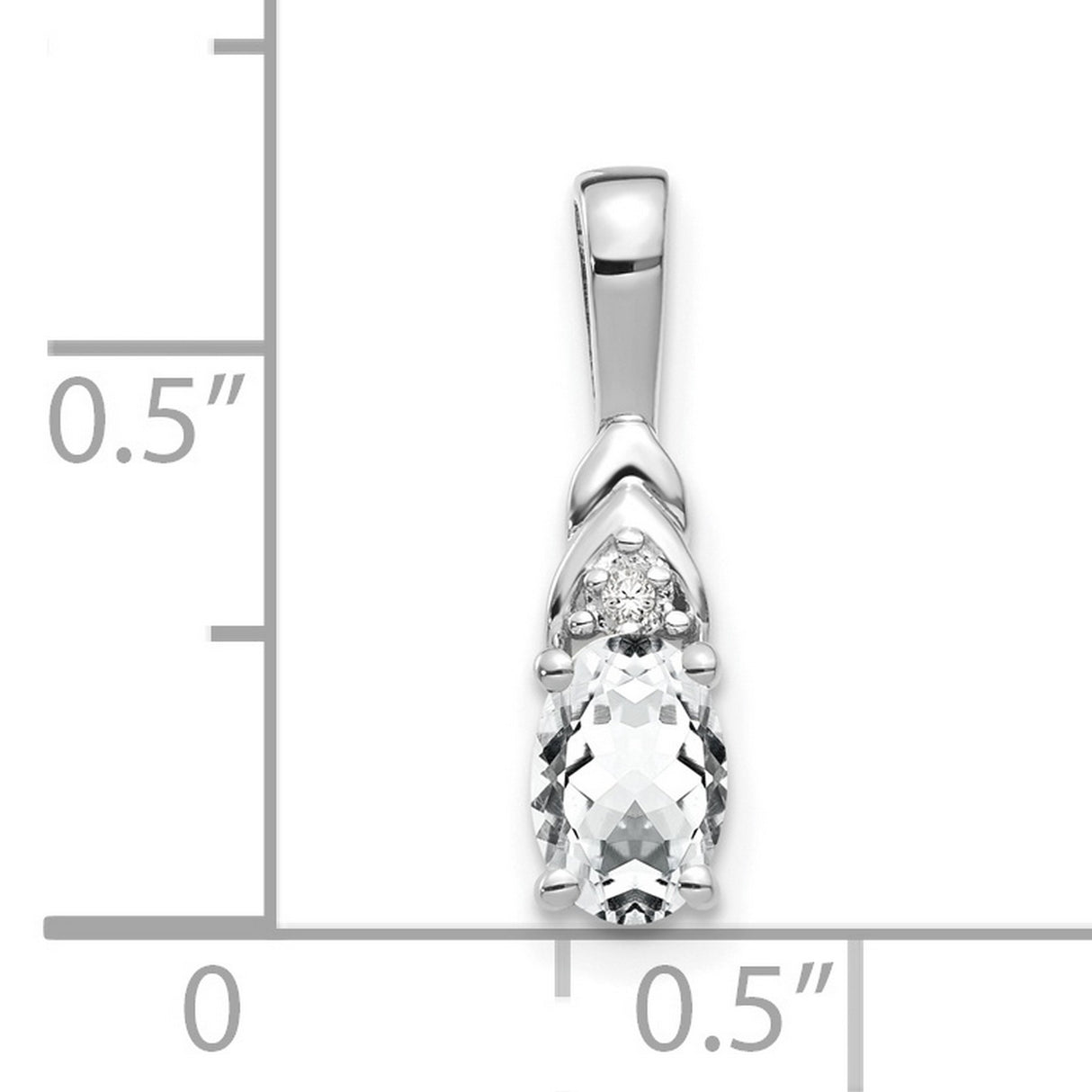 White Topaz Diamond Charm Pendant in Real 14k White Gold