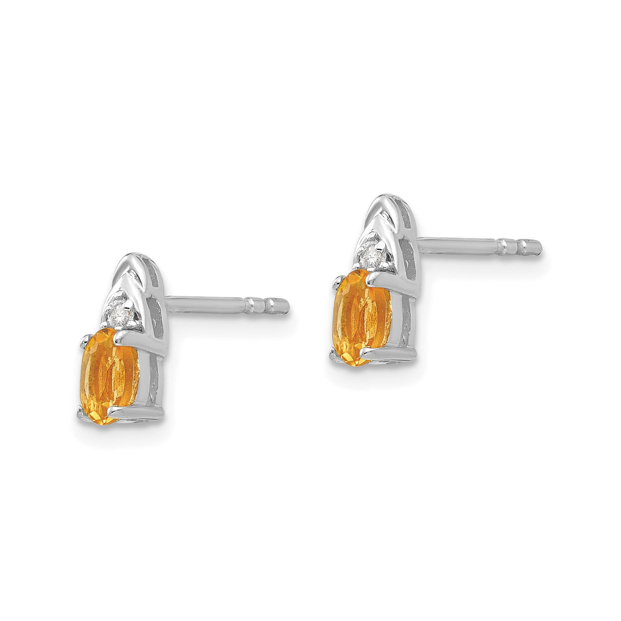 14k White Gold Citrine and Diamond Accent Stud Earrings for Women