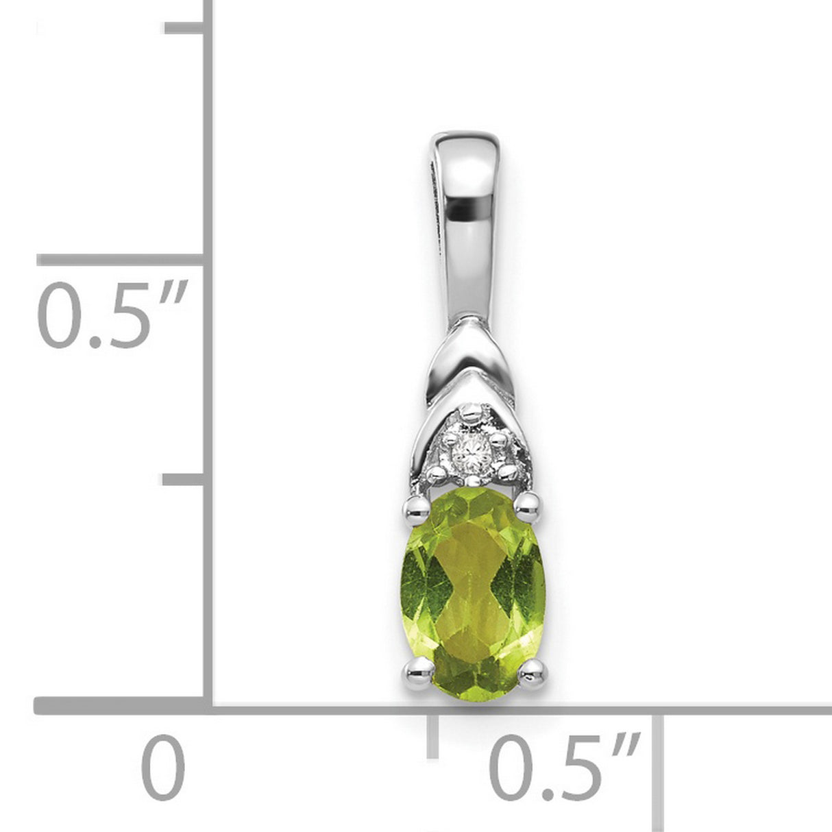 14k White Gold Pendant with Peridot and Diamond Accent, August Birthstone Solitaire Jewelry