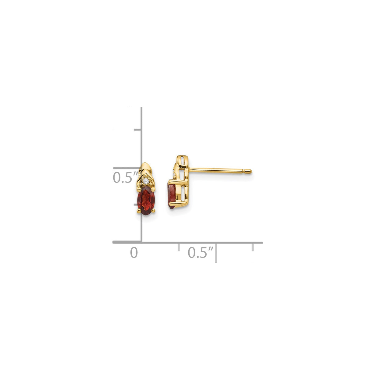 14k Yellow Gold Stud Earrings with Marquise Garnet and Diamond Accent Stones