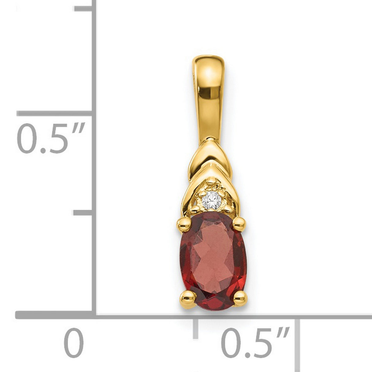 14k Yellow Gold Pendant with Oval-Cut Garnet and Diamond Accent, Romantic Fine Jewelry