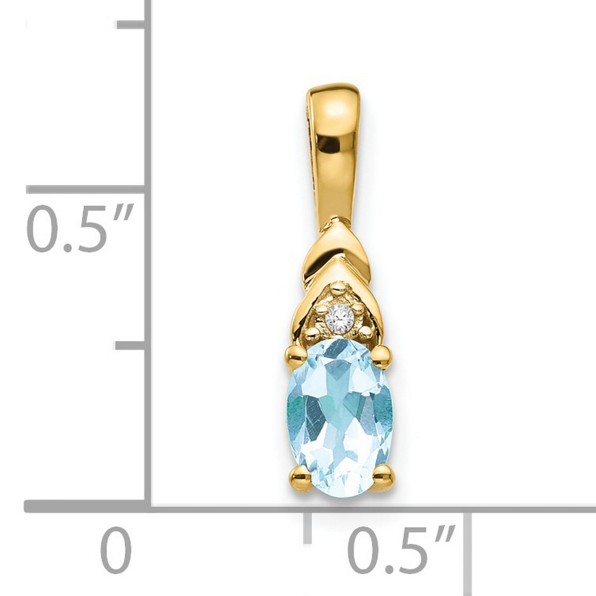 14k Yellow Gold Pendant with Oval Aquamarine and Diamond Accent, March Birthstone Jewelry
