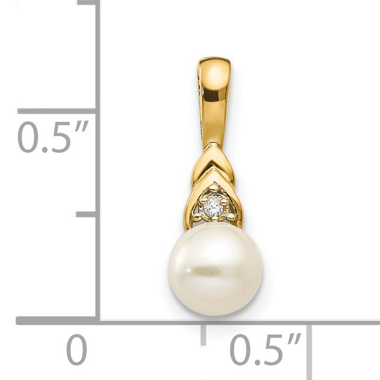 14k Yellow Gold Pendant with White Pearl and Diamond Accent, Classic Womens Jewelry