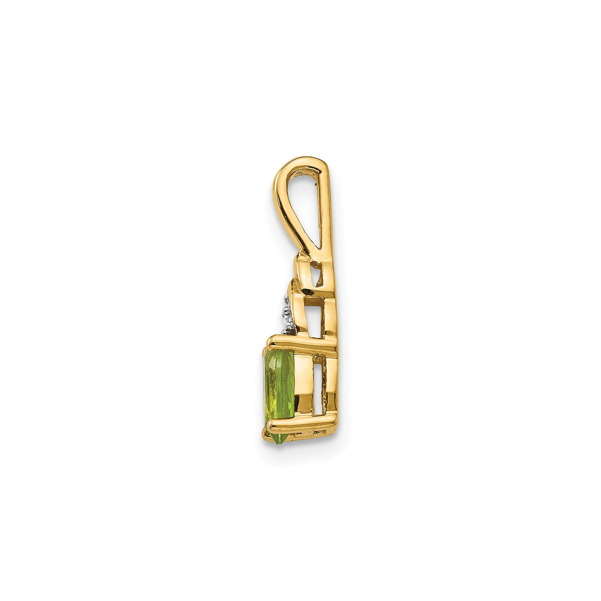 14k Yellow Gold Pendant with Oval-Cut Peridot and Diamond Accent, Modern August Birthstone Jewelry