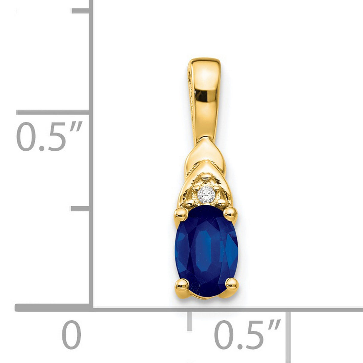 14k Yellow Gold Pendant with Oval Blue Sapphire and Diamond Accent, Classic Charm for Women