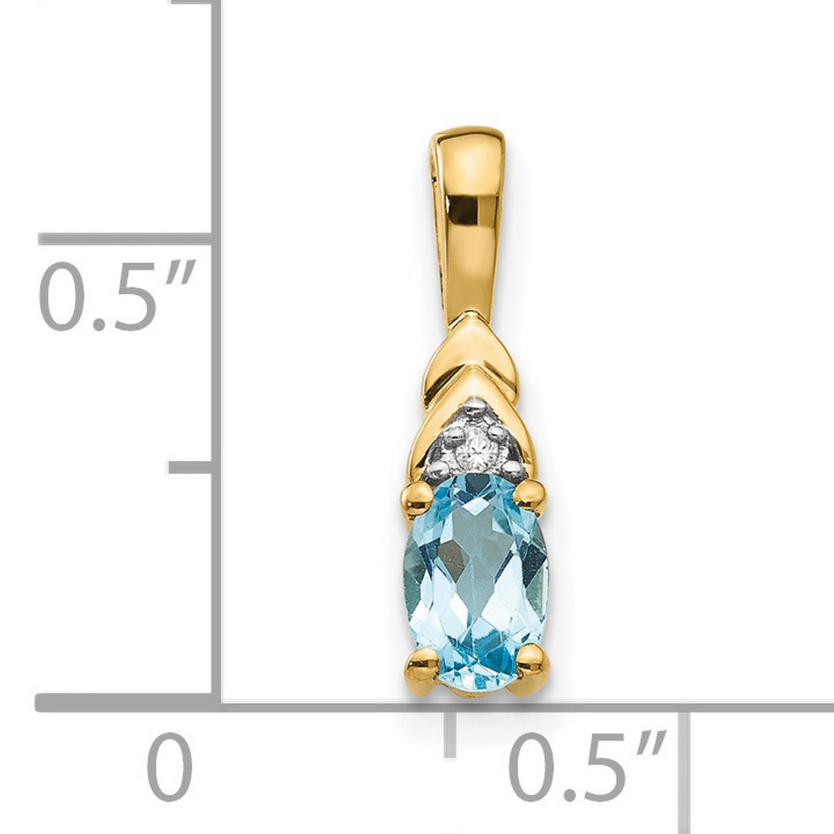 14k Yellow Gold Pendant with Swiss Blue Topaz and Diamond Accents, Minimalist Style
