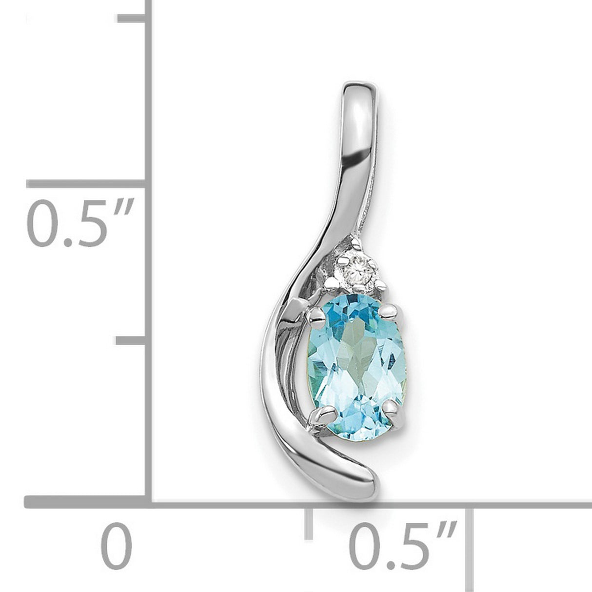 Blue Topaz and Diamond Charm Pendant in Real 14k White Gold
