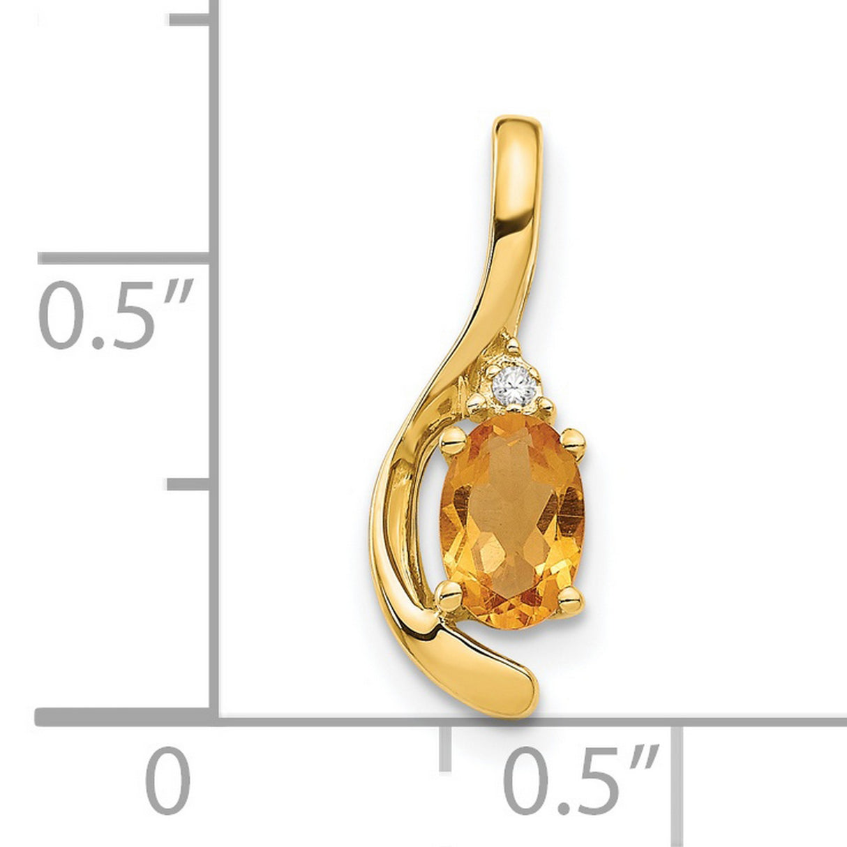 14k Yellow Gold Pendant with Oval Citrine and Diamond Accent, Modern Swirl Design