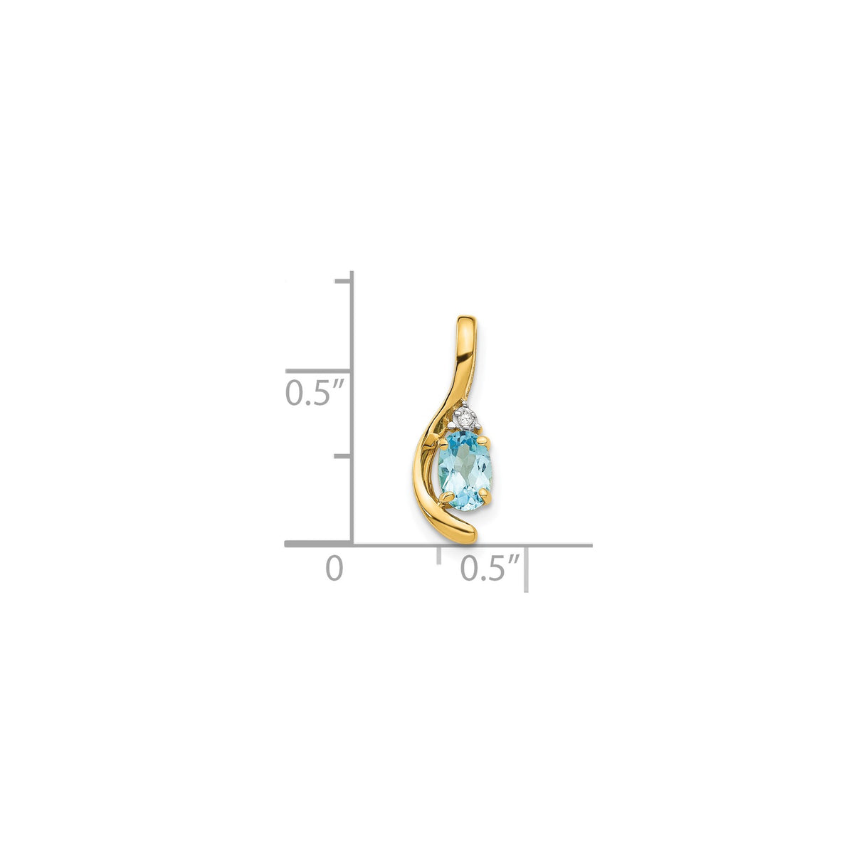 14k Yellow Gold Pendant with Swiss Blue Topaz and Diamond Accent in Swirl Setting