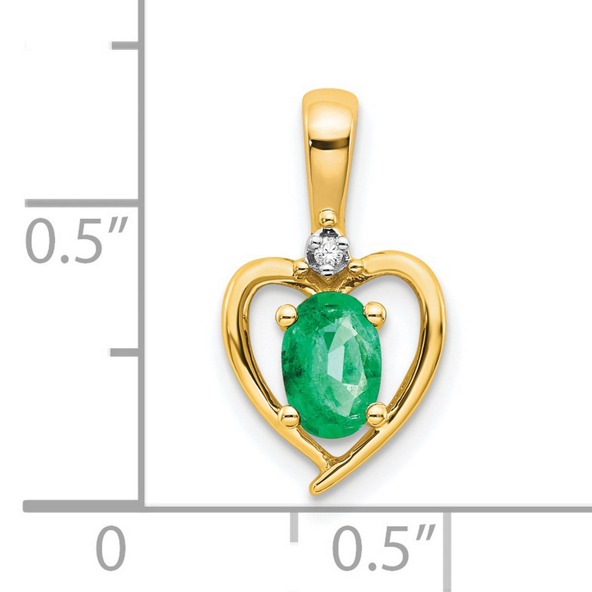 14k Yellow Gold Heart Pendant with Oval Emerald and Diamond Accents, Romantic Jewelry for Women