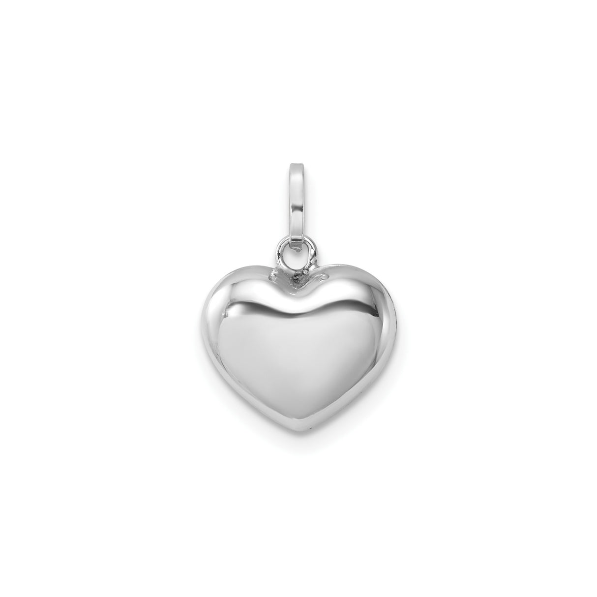 14k White Gold Heart Pendant, Minimalist Polished Design with Smooth Finish for Women