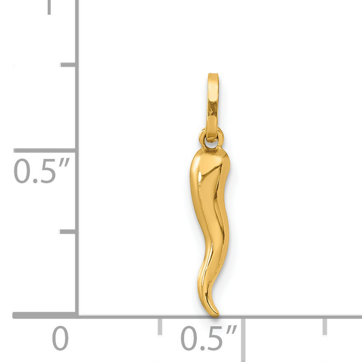 Small Hollow Italian Horn Charm Pendant in Real 14k Yellow Gold