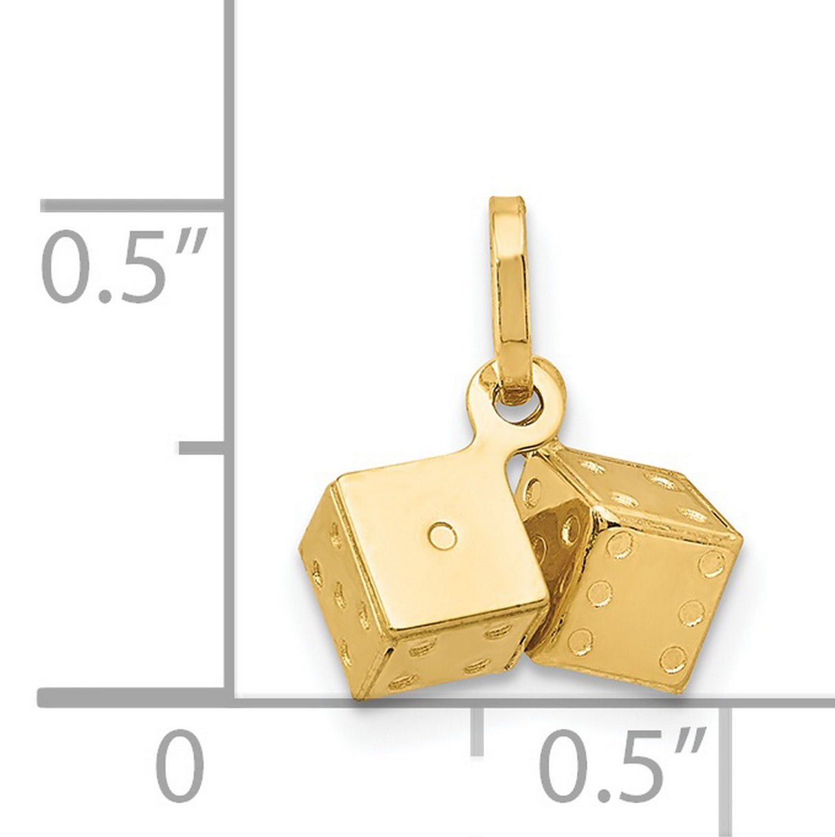 14k Yellow Gold Dice Pendant Charm with 3D Double Dice Design, Casino Style for Men or Unisex