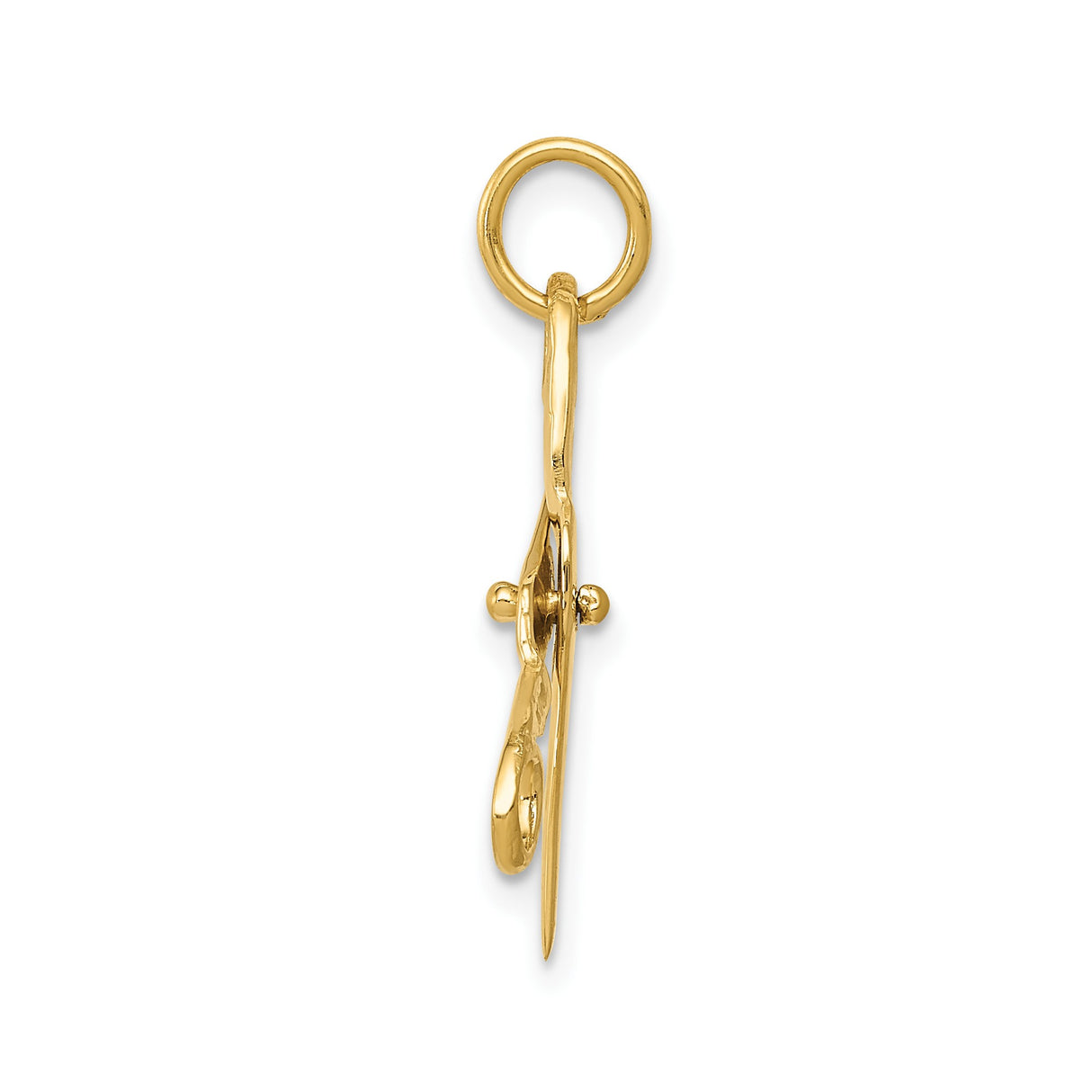14k Yellow Gold Scissors Pendant Charm, Detailed Barber or Tailor Tool Design for Women or Unisex Wear