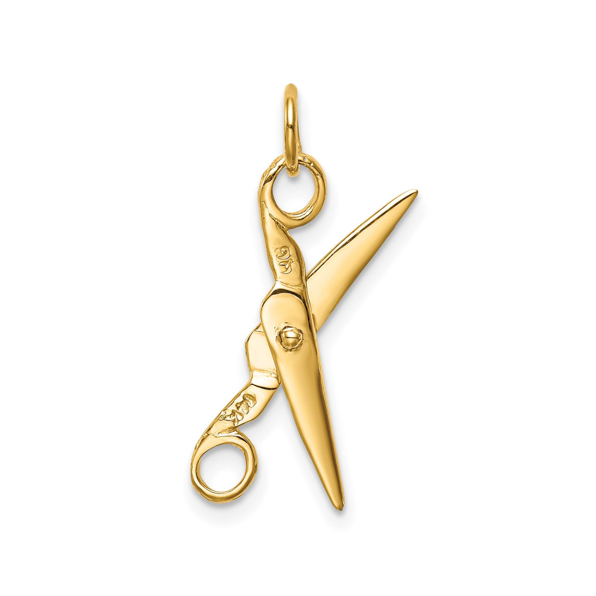 14k Yellow Gold Scissors Pendant Charm, Detailed Barber or Tailor Tool Design for Women or Unisex Wear