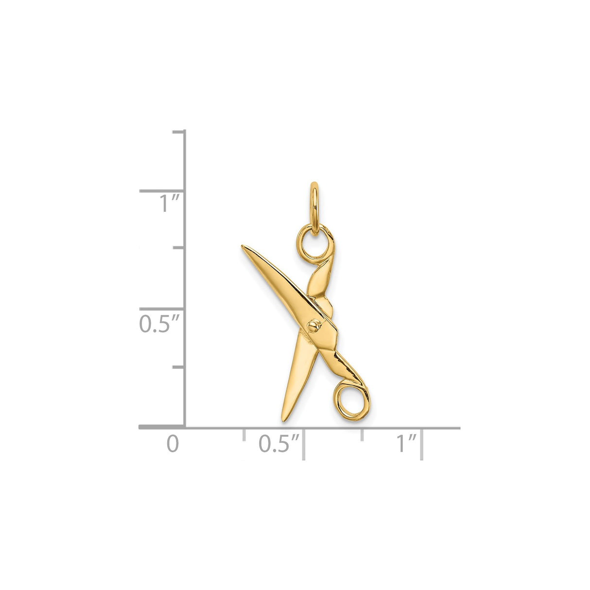 14k Yellow Gold Scissors Pendant Charm, Detailed Barber or Tailor Tool Design for Women or Unisex Wear