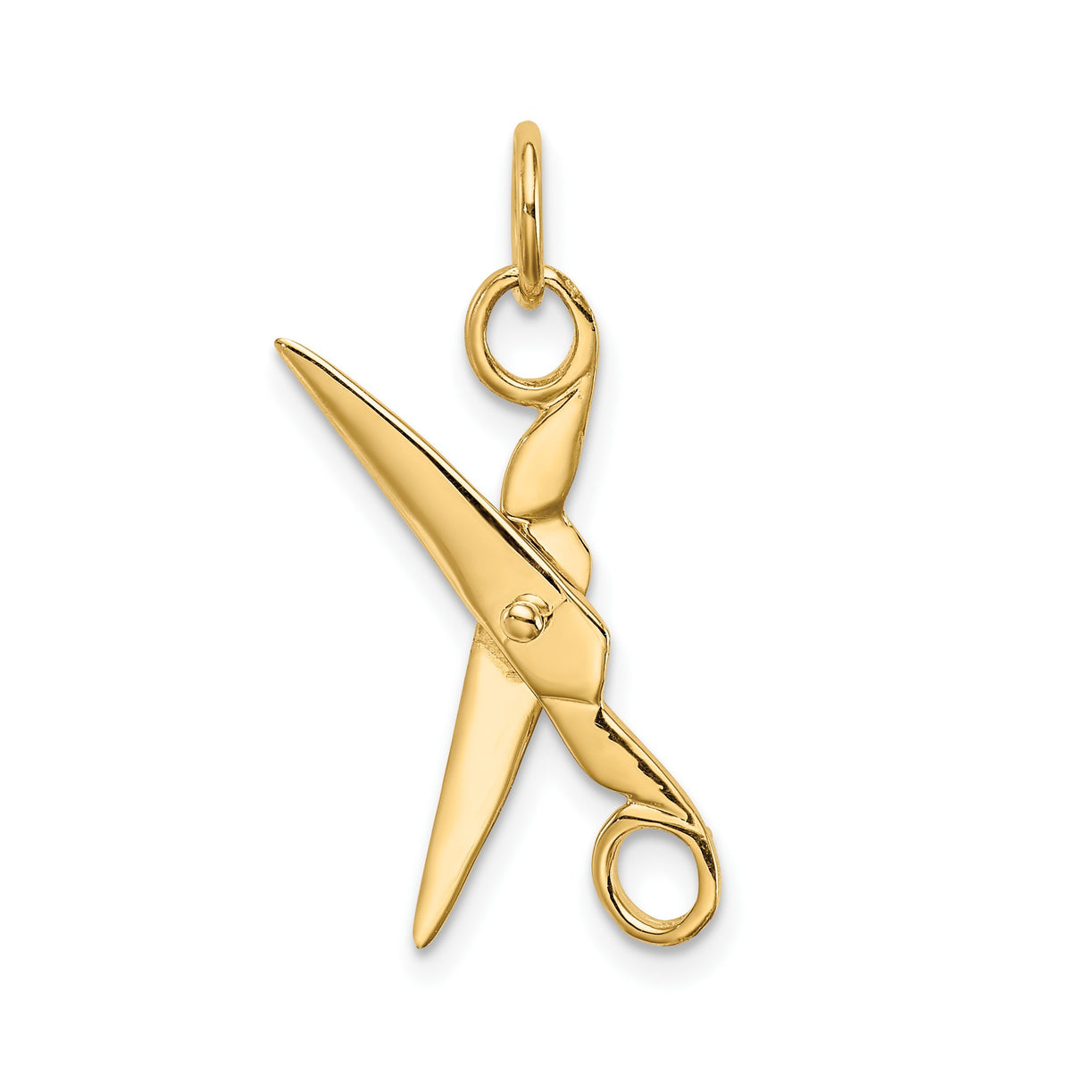 14k Yellow Gold Scissors Pendant Charm, Detailed Barber or Tailor Tool Design for Women or Unisex Wear