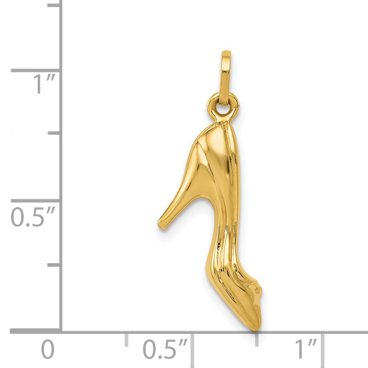 14k Yellow Gold High Heel Shoe Charm Pendant, Polished Stiletto Style for Women