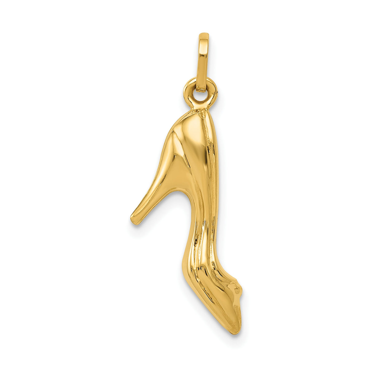 14k Yellow Gold High Heel Shoe Charm Pendant, Polished Stiletto Style for Women