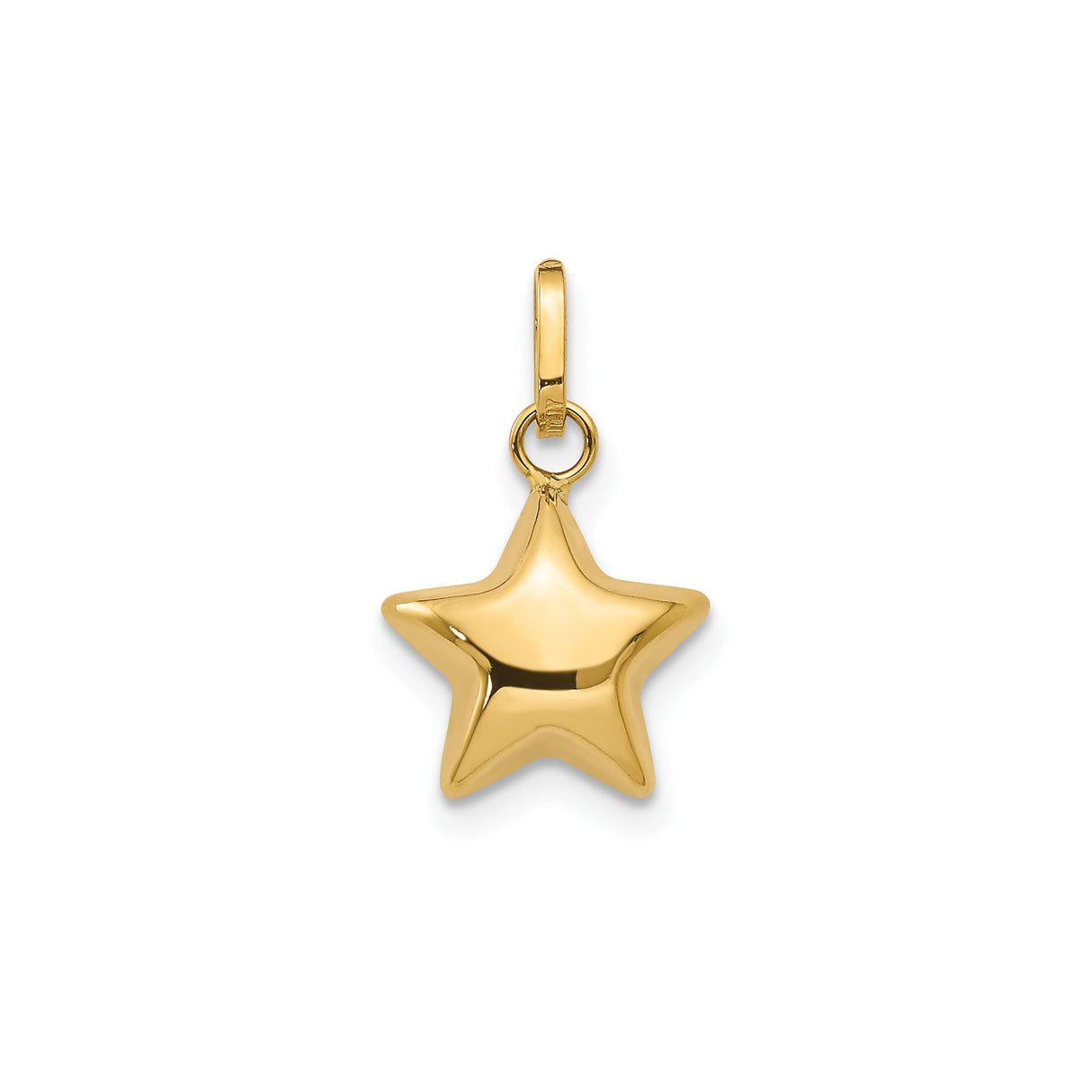 14k Yellow Gold Star Charm Pendant, Polished Five-Point Celestial Design for Women or Unisex Wear