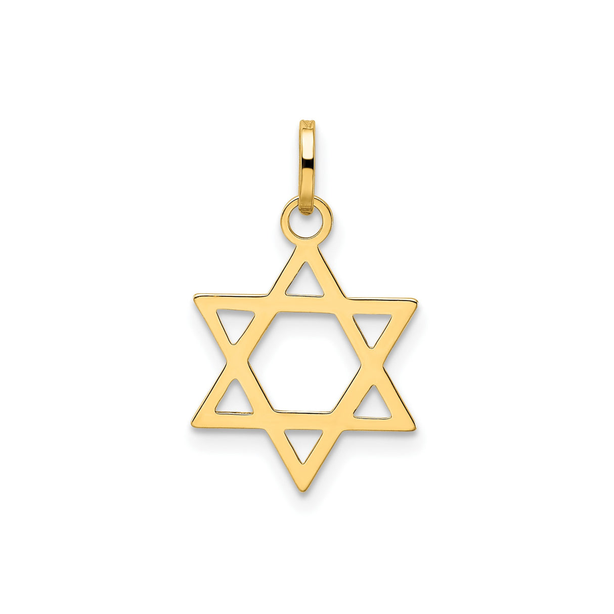 14k Yellow Gold Star of David Pendant, Polished Openwork Jewish Symbol Charm