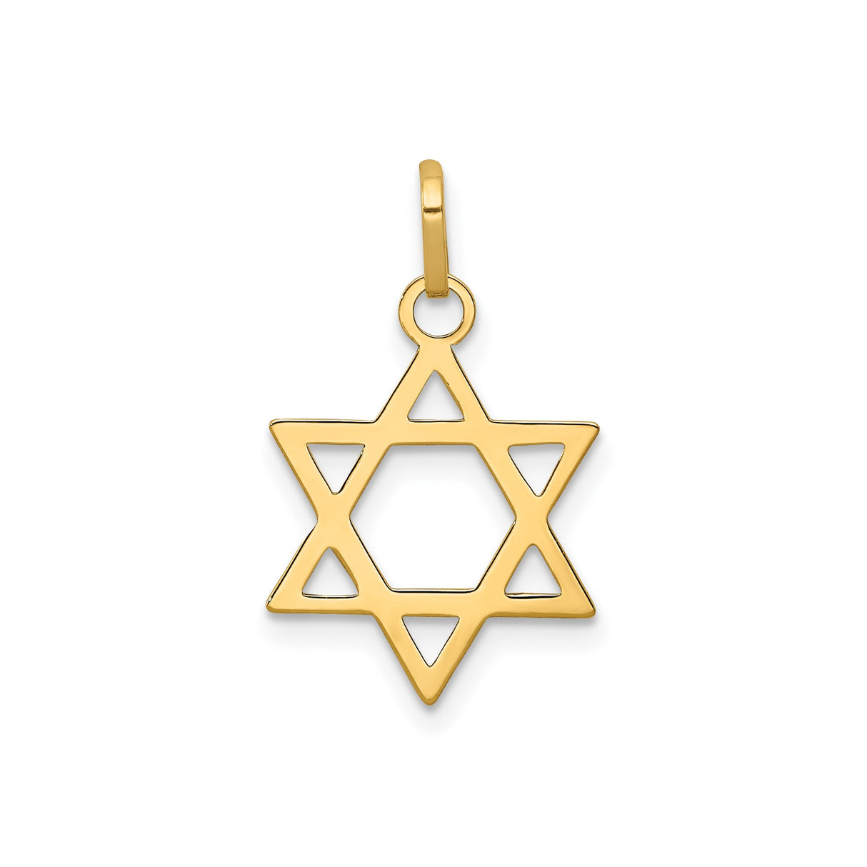 14k Yellow Gold Star of David Pendant, Polished Openwork Jewish Symbol Charm