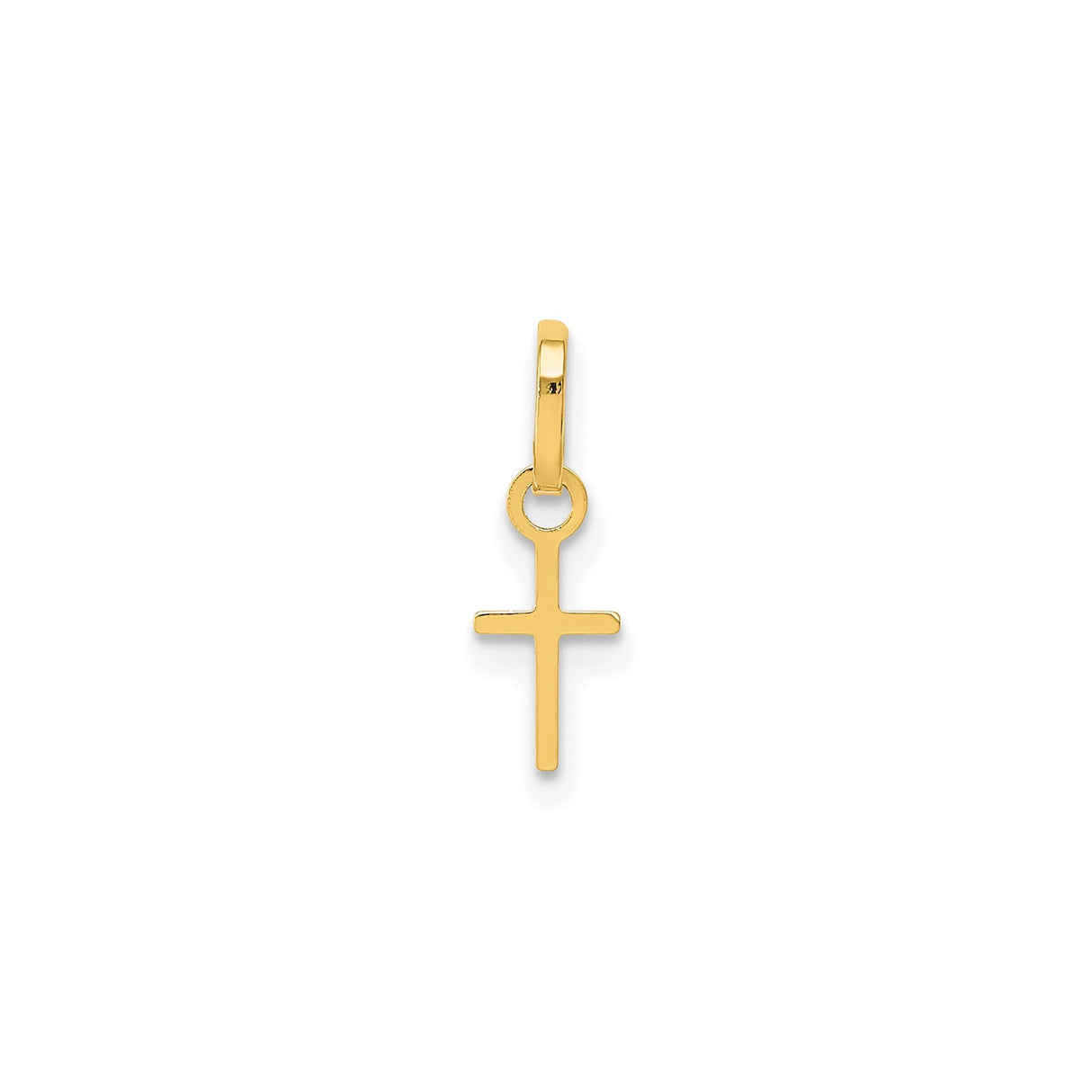 14k Yellow Gold Cross Pendant, Simple Minimalist Christian Charm for Women