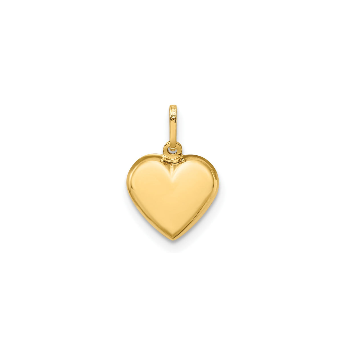 14k Yellow Gold Heart Pendant, Smooth Polished Love Symbol Charm for Women