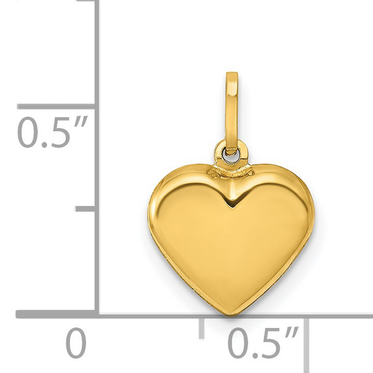 14k Yellow Gold Heart Pendant, Smooth Polished Love Symbol Charm for Women
