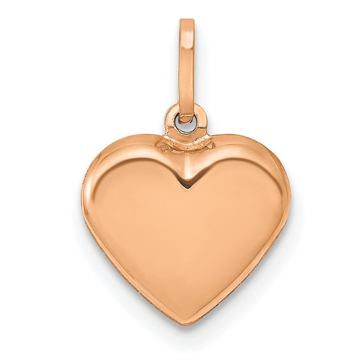 14k Rose Gold Heart Pendant, Smooth Polished Finish, Minimalist Romantic Design for Women